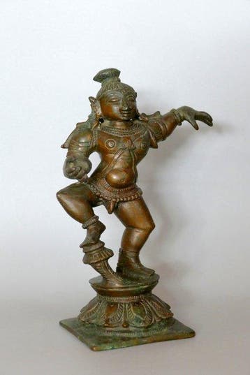 Krishna - Brons - India - 19e eeuw, Antiek en Kunst