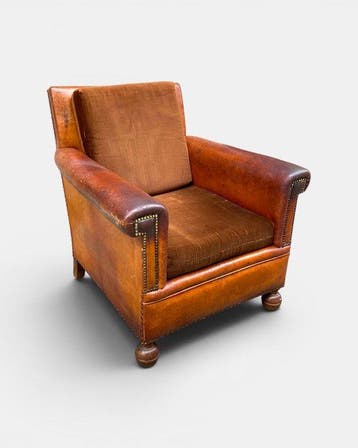 Fauteuil - Leder, Fluweel - leather and velvet