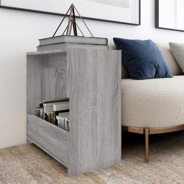 vidaXL Bijzettafel 50x26x50 cm bewerkt hout grijs sonoma, Huis en Inrichting, Verzenden, Nieuw, 45 tot 60 cm