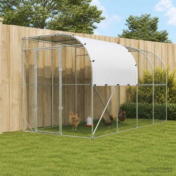 vidaXL Kippenhok Tegen de Muur zilver 400 x 200 x 215 cm, Dieren en Toebehoren, Verzenden, Nieuw