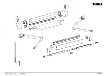 Thule Eindkap LH+RH 5200 Antraciet, Caravans en Kamperen, Ophalen of Verzenden, Nieuw, Thule