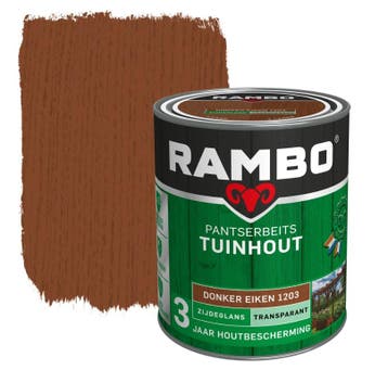 Rambo Pantserbeits Tuinhout Zijdeglans Donker Eiken 0.75L, Minder dan 5 liter, Verzenden, Nieuw, Beits