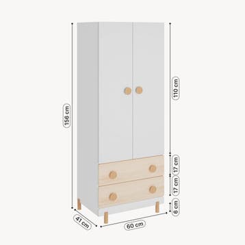 Kinderkledingkast Vaarentaa 156x60x41 cm wit en eikenkleurig, Huis en Inrichting, Verzenden, Nieuw