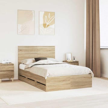 vidaXL Bedframe Sonoma Eiken Ingenieurshout, Verzenden, Nieuw, Bruin, Hout