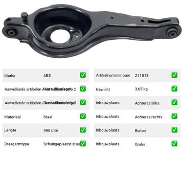 Draagarm Volvo V40 T3 GTDi (525) Van 2012-03 tot 2016-12 - A, Auto-onderdelen, Ophanging en Onderstel, Verzenden, Nieuw, Volvo