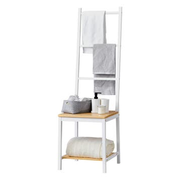 [en.casa] Dressboy Juuka bamboe 133x40x42 cm wit en houtkleu, Huis en Inrichting, Verzenden, Nieuw