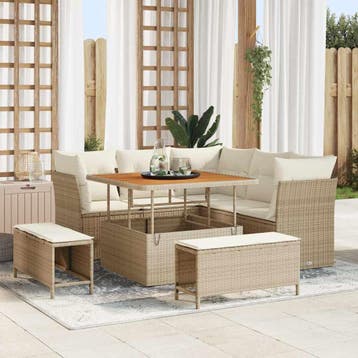 vidaXL Tuin Sofa Set 8 st 5-Aantal zitplaatsen Beige en, Verzenden, Nieuw, 8 zitplaatsen