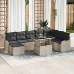 Tuin Sofa Set Met Kussen 9 Pcs Poly Riet - Lichtgrijs, Tuin en Terras, Verzenden, Nieuw