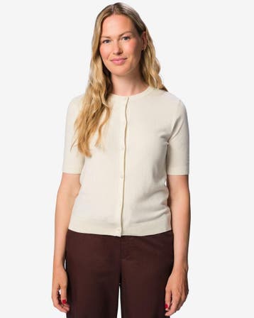 HEMA Damesvest Lila gebreid gebroken wit, Verzenden, Nieuw