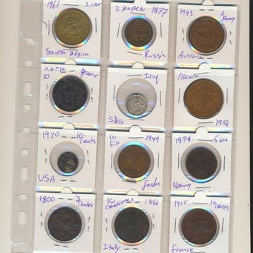 Wereld. World Coin Collection – 12 Different Coins –