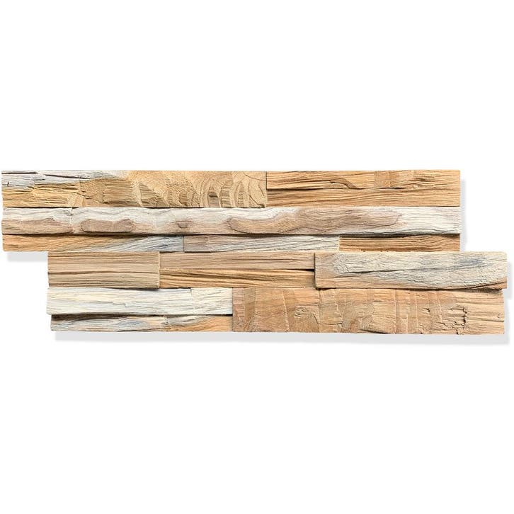 Houtstrips 3D Teakhout Madini 50x18cm, Huis en Inrichting, Woonaccessoires | Wanddecoraties, Nieuw, Ophalen of Verzenden