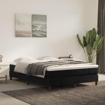 vidaXL Boxspring met matras fluweel zwart 140x190 cm, Verzenden, Zwart, Stof, Nieuw
