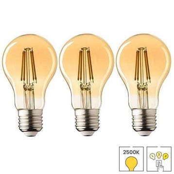 Set van 3 LED lampen E27 | 3-staps dimbaar | 4 watt | 2500K, Verzenden, Nieuw, E27 (groot), Overige typen