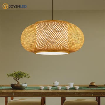 Bamboe Hanglamp Natuurlijk Rotan - Handgeweven, E27 Fitting,, Verzenden, Nieuw