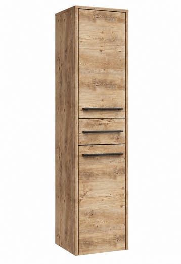 Badkamerkast Florence 30 x 35 x 130 cm - Kastanje Eiken, Verzenden, Nieuw, (Half)hoge kast