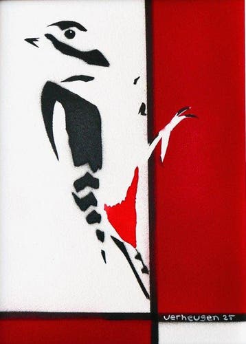 Jos Verheugen - Free after Mondrian, with Woodpecker (A265,