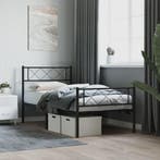 vidaXL Bedframe met hoofd- en voeteneinde metaal zwart, Eenpersoons, Verzenden, Zwart, Nieuw
