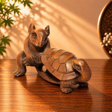 Gesigneerd Ishikawa Netsuke van de Schildpad en de Muis -