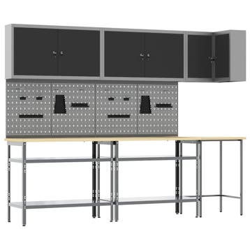 vidaXL Werkkast set met plank met opslag 10 st Zwart en, Verzenden, Nieuw