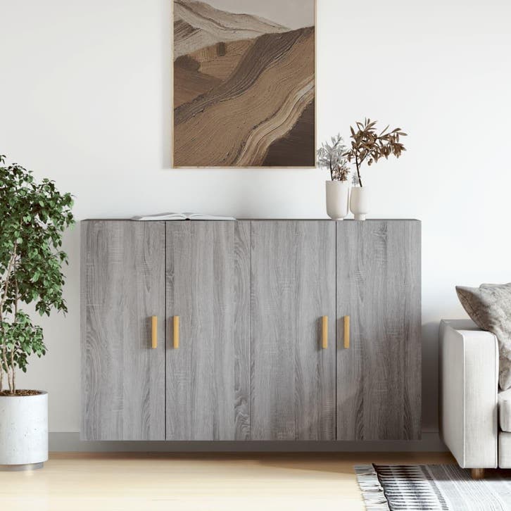 vidaXL Hangkasten 2 st bewerkt hout grijs sonoma, Huis en Inrichting, Kasten | Buffetkasten, Nieuw, Overige houtsoorten, Verzenden
