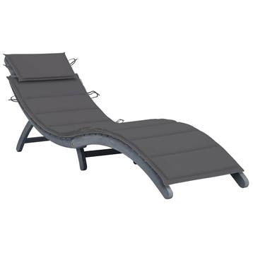 vidaXL Ligbed met kussen massief acaciahout grijs, Verzenden, Nieuw