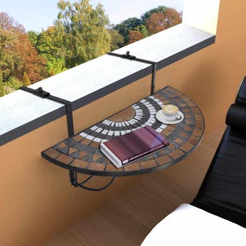 vidaXL Balkontafel hangend mozaïek terracottakleurig en wit, Verzenden, Nieuw