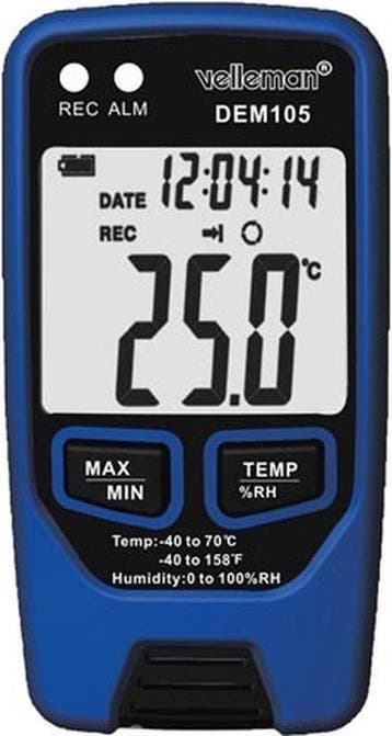 2dekans | Velleman Datalogger, meet temperatuur en, Ophalen of Verzenden, Zo goed als nieuw
