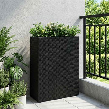 vidaXL Hoge Plantenbak Zwart 55 x 22 x 70 cm polyrattan, Kunststof, Verzenden, Minder dan 60 cm, Nieuw