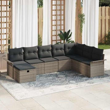 vidaXL Tuin Sofa Set 8 st Poly riet, Verzenden, Nieuw, 8 zitplaatsen