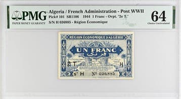 Algerije. - 1 Franc - 1944 - PMG 64 - Pick 101 (Zonder