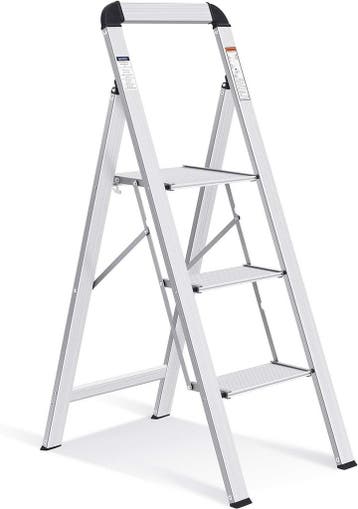 Huishoudladder Aluminium | Compact 4cm | 34% Korting, Doe-het-zelf en Verbouw, Trap, Ophalen of Verzenden, Zo goed als nieuw, Opvouwbaar of Inschuifbaar