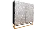 Massief houten hoge kast ZEN CIRCLES 120cm wit zwart, Huis en Inrichting, Kasten | Dressoirs, Ophalen of Verzenden, Nieuw