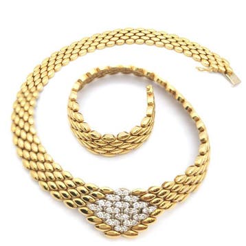 Halsketting - 18 karaat Geel goud, Witgoud - 1.00ct. tw., Sieraden, Tassen en Uiterlijk, Nieuw