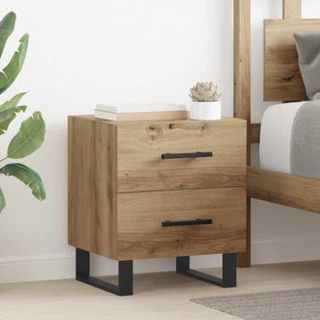 vidaXL Nachtkastje Artisan Eiken 40 x 35 x 47,5 cm Bewerkt, Minder dan 45 cm, Verzenden, Nieuw, Minder dan 55 cm