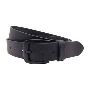 Leren Riem Zwart - Zwarte Gesp en Zilveren Gesp - Heren en, Verzenden, Echt leder, Nieuw, Riem of Ceintuur