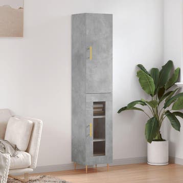 vidaXL buffetkast 34,5x34x180 cm bewerkt hout betongrijs, Huis en Inrichting, Kasten | Buffetkasten, Minder dan 50 cm, Verzenden