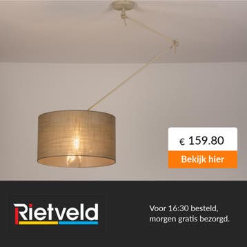 Rietveld-Hanglampen-Taupe, Beige, Zand-Stof, Metaal, Verzenden, Nieuw