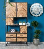 Boekenkast Mango-Excellent visgraat., Nieuw, Overige houtsoorten, Industriëel, 25 tot 50 cm