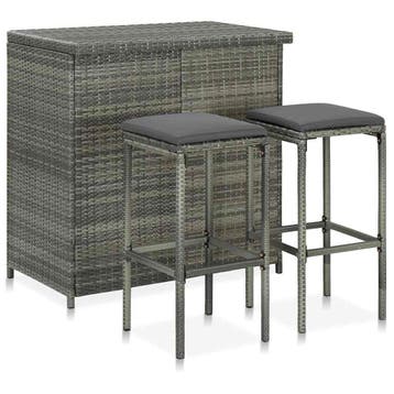 vidaXL 3-delige Barset poly rattan grijs, Verzenden, Nieuw