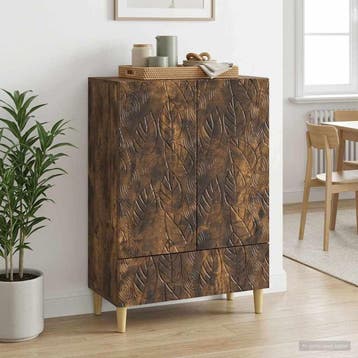 vidaXL Dressoir Gerookt eiken 66 x 34,5 x 95 cm Bewerkt hout, Huis en Inrichting, Verzenden, Nieuw, Overige houtsoorten, Minder dan 50 cm