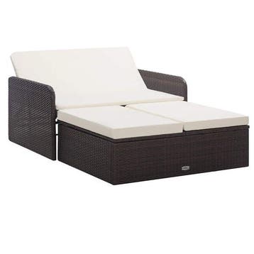 Luxe Rattan Loungeset 2-delig | 47% Korting | Nieuwstaat, 2 zitplaatsen, Hocker, Ophalen of Verzenden, Zo goed als nieuw