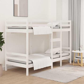 vidaXL Stapelbed massief grenenhout wit 90x200 cm, 90 cm, Eenpersoons, Verzenden, Wit
