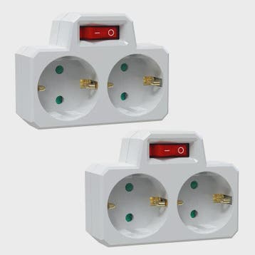 Dubbele Stekkerdoos Adapter met Aan/Uit Schakelaar - Compact, Verzenden, Nieuw