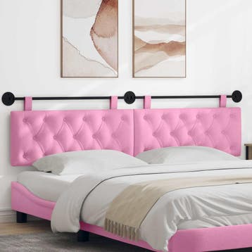 vidaXL Hangend hoofdbord Roze Stof, Verzenden, Nieuw, Stof