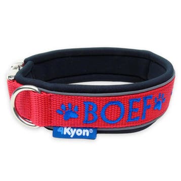 Halsband met naam - neopreen gevoerd - 3,5 cm breed | 4Kyon, Ophalen of Verzenden, Handgemaakt, Nieuw