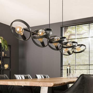*WOONWINKEL* Grote Hanglamp Metalen Ringen Zwart, Huis en Inrichting, Verzenden, Nieuw
