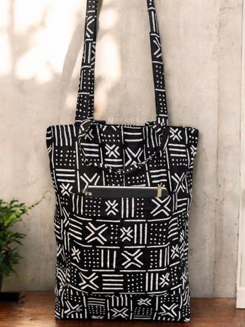 Shopper tas met Afrikaanse print - Zwart Witte X Bogolan - H, Ophalen of Verzenden, Nieuw