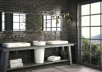 Wandtegel Equipe Cerámica Opal Zwart Glans 7,5x30, Nieuw, 20 tot 40 cm, 10 m² of meer, Wandtegels