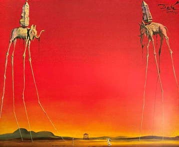 Salvador Dalí (after) - “Les Elephants, 1948”. Gesigneerd en