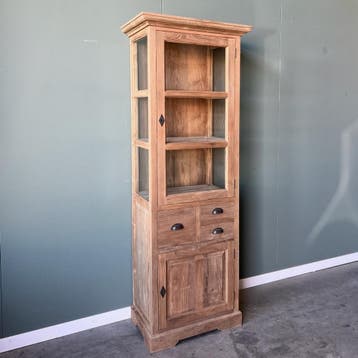 Smalle vitrinekast teak Arnhem, Ophalen of Verzenden, Nieuw